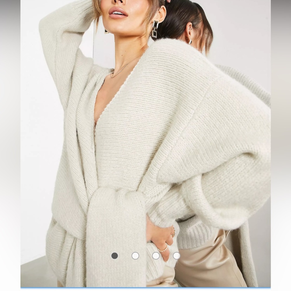 NWT ASOS EDITION tie front oversized knit cardigan in black size XS - Picture 6 of 6
